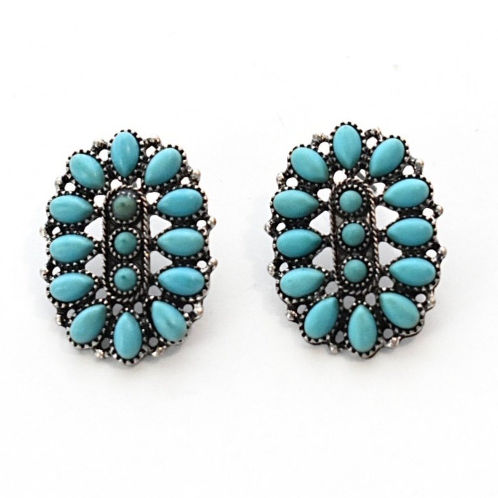 Saratoga Springs Turquoise Beaded Concho Post Earrings